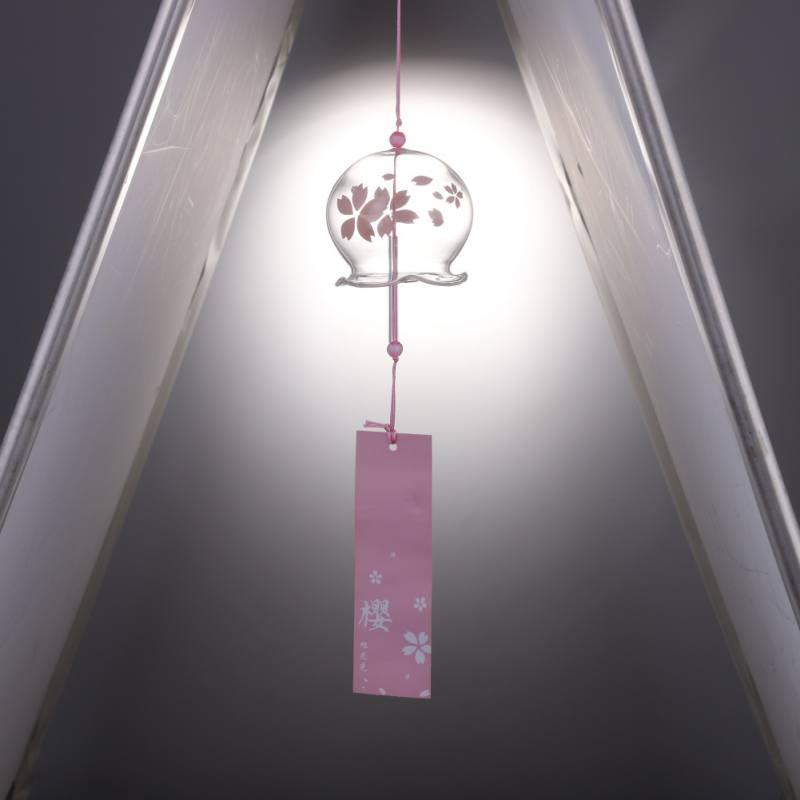 Japan Style Hand-paint Sakura Glass Wind Chimes Creative Gifts Painted Window & Door Hanging Bells Decorations Hanging Wind Chime Pendant Label Chimes Wind Bells Gift For Mom Home Stevvex