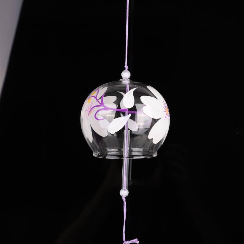 Japan Style Hand-paint Sakura Glass Wind Chimes Creative Gifts Painted Window & Door Hanging Bells Decorations Hanging Wind Chime Pendant Label Chimes Wind Bells Gift For Mom Home Stevvex