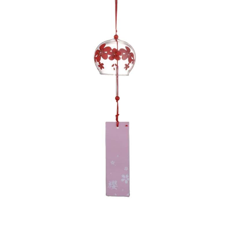 Japan Style Hand-paint Sakura Glass Wind Chimes Creative Gifts Painted Window & Door Hanging Bells Decorations Hanging Wind Chime Pendant Label Chimes Wind Bells Gift For Mom Home Stevvex