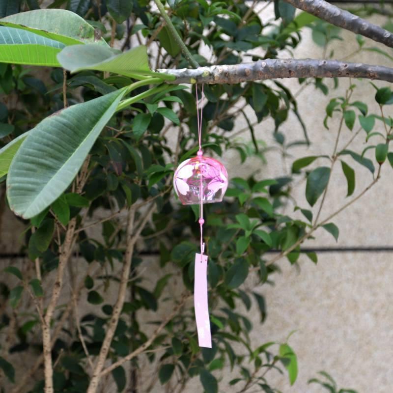 Japan Style Hand-paint Sakura Glass Wind Chimes Creative Gifts Painted Window & Door Hanging Bells Decorations Hanging Wind Chime Pendant Label Chimes Wind Bells Gift For Mom Home Stevvex