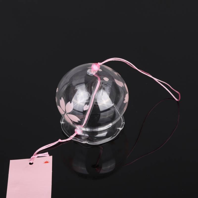 Japan Style Hand-paint Sakura Glass Wind Chimes Creative Gifts Painted Window & Door Hanging Bells Decorations Hanging Wind Chime Pendant Label Chimes Wind Bells Gift For Mom Home Stevvex