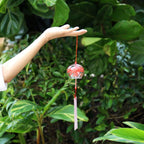 Japan Style Hand-paint Sakura Glass Wind Chimes Creative Gifts Painted Window & Door Hanging Bells Decorations Hanging Wind Chime Pendant Label Chimes Wind Bells Gift For Mom Home Stevvex