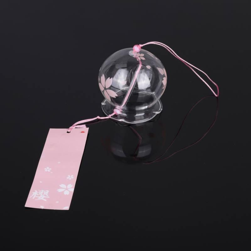 Japan Style Hand-paint Sakura Glass Wind Chimes Creative Gifts Painted Window & Door Hanging Bells Decorations Hanging Wind Chime Pendant Label Chimes Wind Bells Gift For Mom Home Stevvex