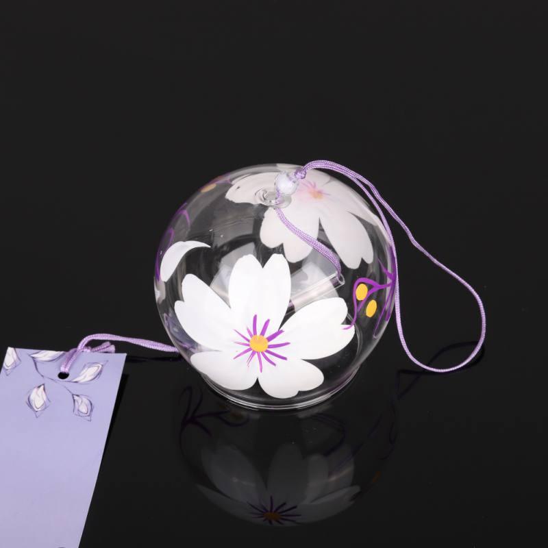 Japan Style Hand-paint Sakura Glass Wind Chimes Creative Gifts Painted Window & Door Hanging Bells Decorations Hanging Wind Chime Pendant Label Chimes Wind Bells Gift For Mom Home Stevvex