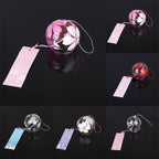 Japan Style Hand-paint Sakura Glass Wind Chimes Creative Gifts Painted Window & Door Hanging Bells Decorations Hanging Wind Chime Pendant Label Chimes Wind Bells Gift For Mom Home Stevvex
