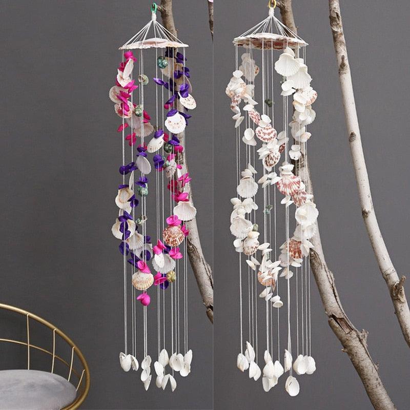 Japanese Wind Chimes Bells Hanging Ornaments Mobile Portable Waterproof Outdoor Wind-chime Mediterranean Style Home Garden Yard Decoration Natural Shell Wind Chimes Birthday Gifts Stevvex