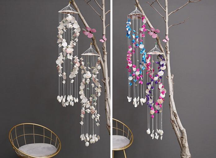 Japanese Wind Chimes Bells Hanging Ornaments Mobile Portable Waterproof Outdoor Wind-chime Mediterranean Style Home Garden Yard Decoration Natural Shell Wind Chimes Birthday Gifts Stevvex