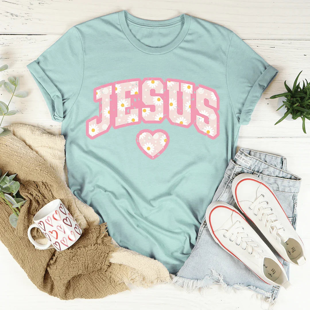 Jesus Floral Tee Peachy Sunday