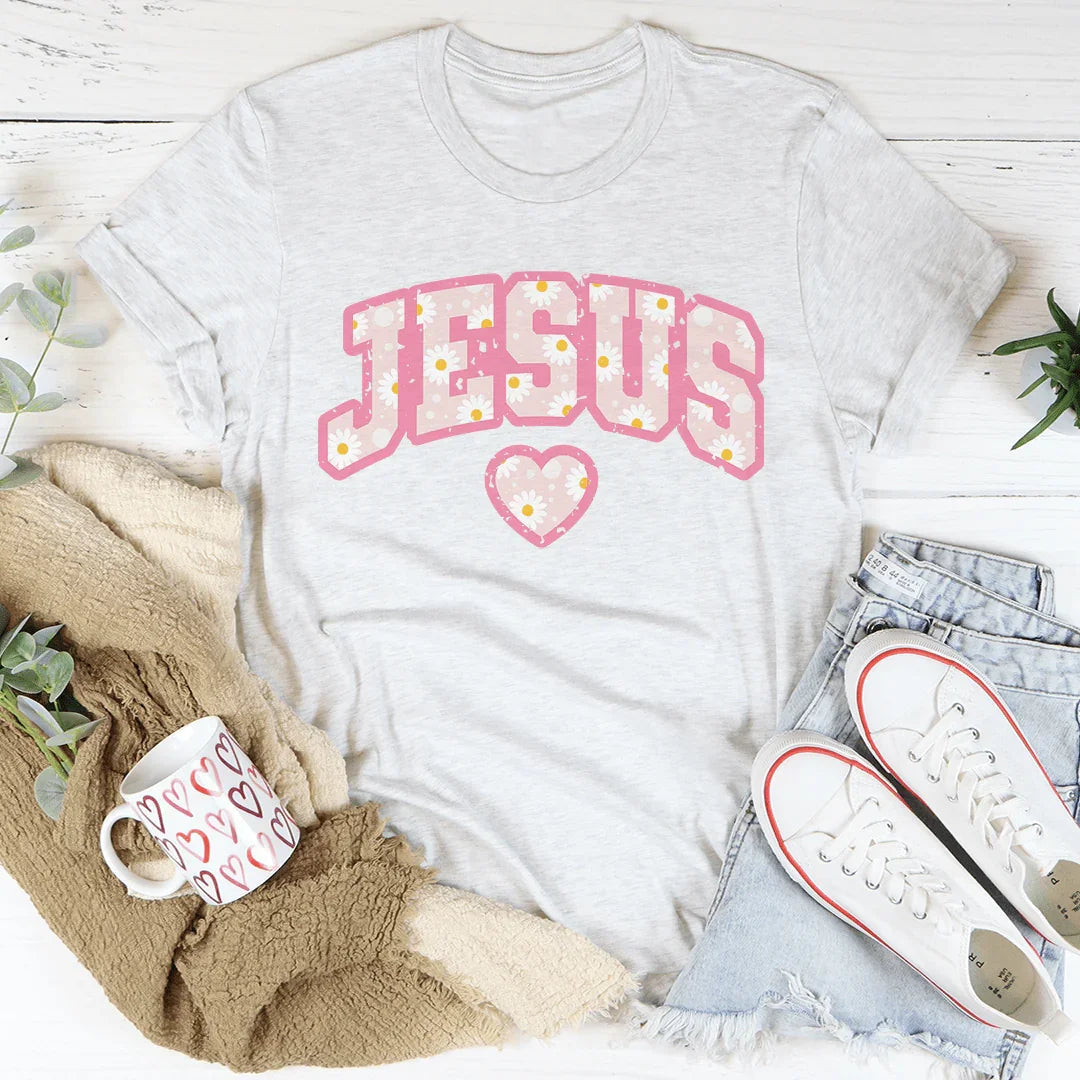 Jesus Floral Tee Peachy Sunday
