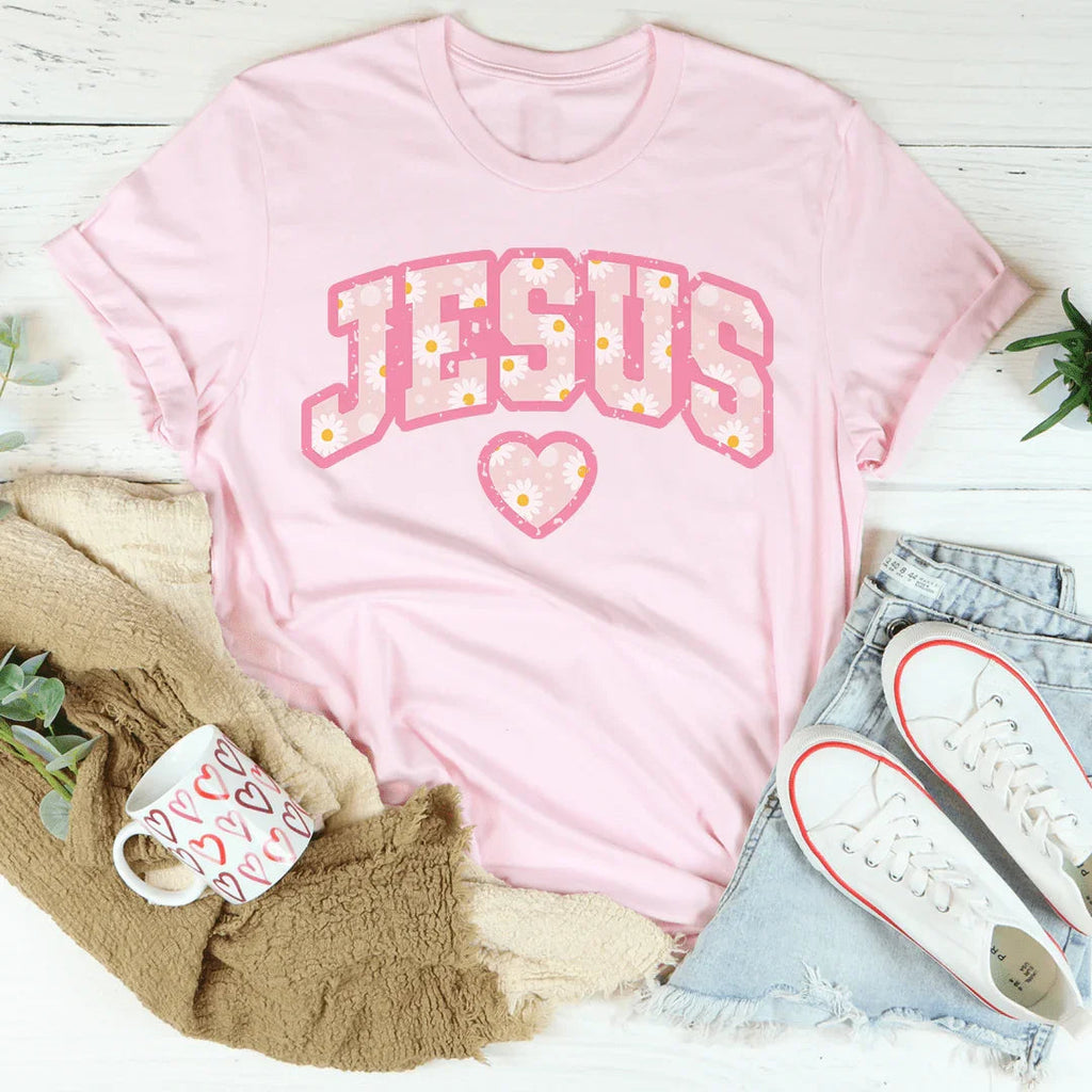 Jesus Floral Tee Peachy Sunday