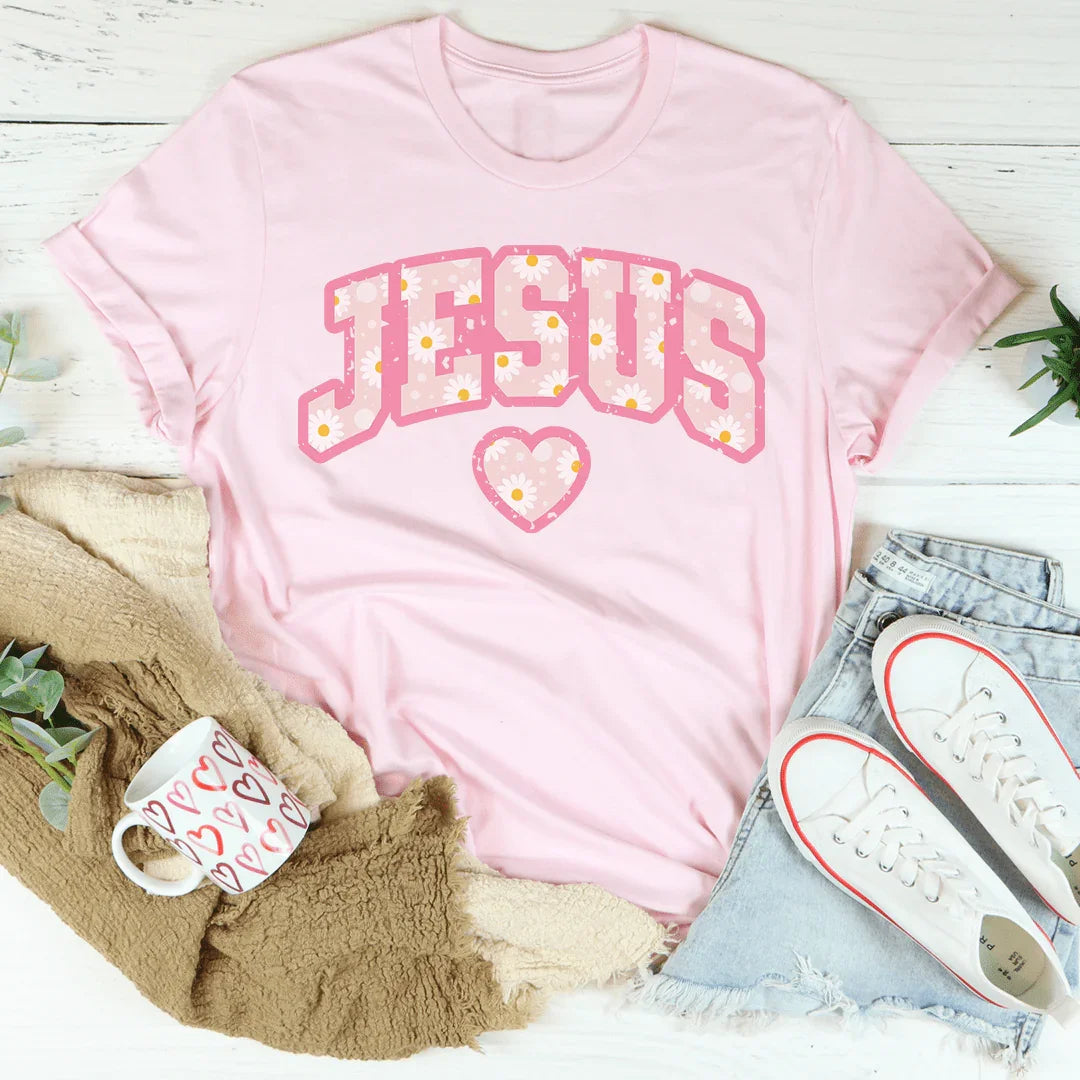 Jesus Floral Tee Peachy Sunday