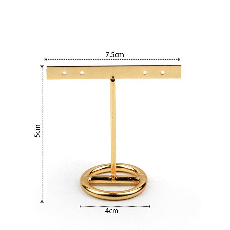 Jewelry Organizer Wooden Rack Bracelet Earring Holder Display Decoration Stand Earring Support Display Decoration Rack Small Jewelry Display Holder T-Shaped Iron Fashion Home Bracelet Pendant Jewelry Storage Shelf Stand for Woman Girls Stevvex