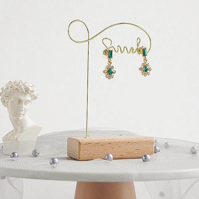 Jewelry Organizer Wooden Rack Bracelet Earring Holder Display Decoration Stand Earring Support Display Decoration Rack Small Jewelry Display Holder T-Shaped Iron Fashion Home Bracelet Pendant Jewelry Storage Shelf Stand for Woman Girls Stevvex