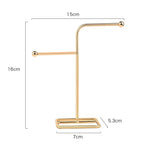 Jewelry Organizer Wooden Rack Bracelet Earring Holder Display Decoration Stand Earring Support Display Decoration Rack Small Jewelry Display Holder T-Shaped Iron Fashion Home Bracelet Pendant Jewelry Storage Shelf Stand for Woman Girls Stevvex