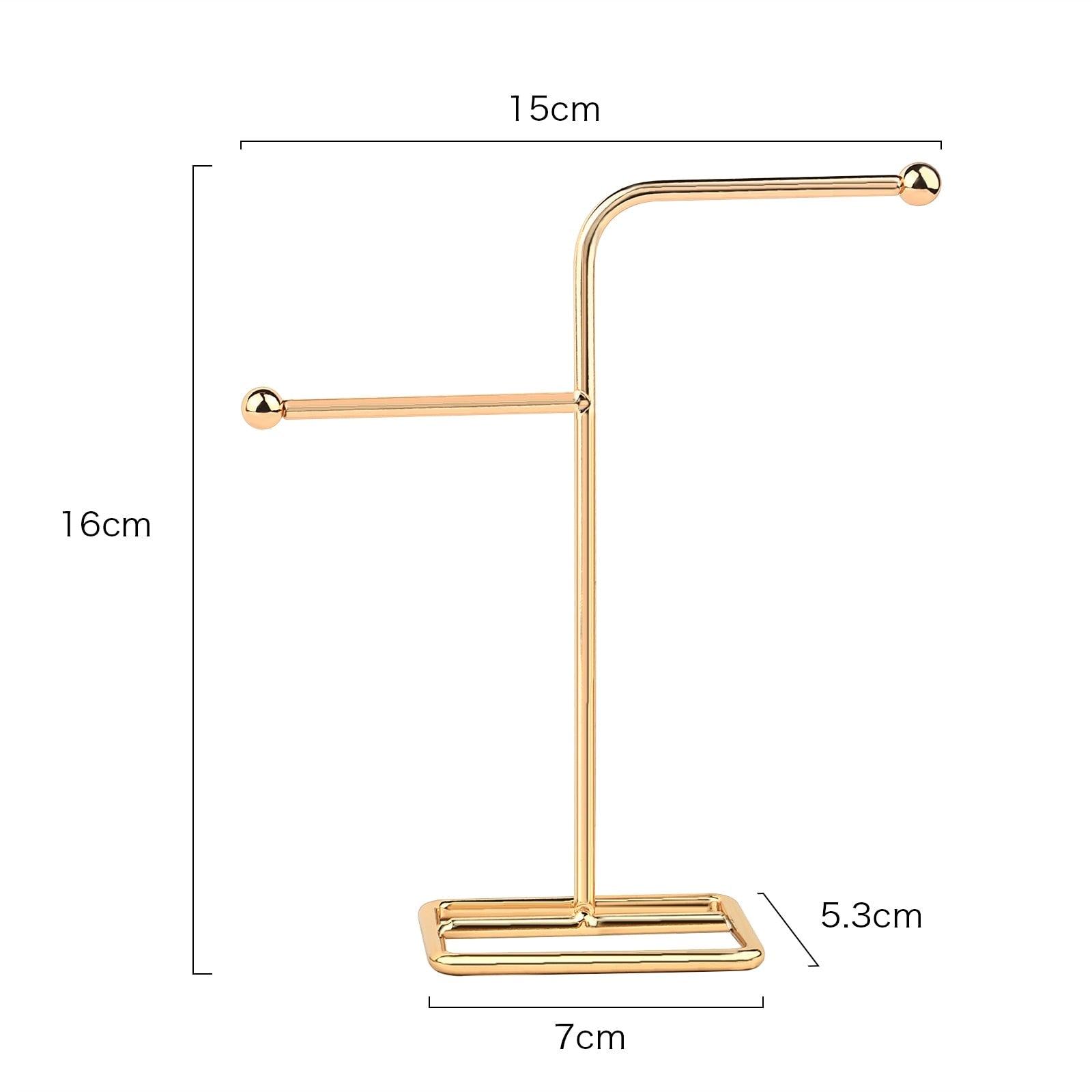 Jewelry Organizer Wooden Rack Bracelet Earring Holder Display Decoration Stand Earring Support Display Decoration Rack Small Jewelry Display Holder T-Shaped Iron Fashion Home Bracelet Pendant Jewelry Storage Shelf Stand for Woman Girls Stevvex
