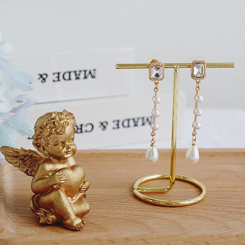 Jewelry Organizer Wooden Rack Bracelet Earring Holder Display Decoration Stand Earring Support Display Decoration Rack Small Jewelry Display Holder T-Shaped Iron Fashion Home Bracelet Pendant Jewelry Storage Shelf Stand for Woman Girls Stevvex