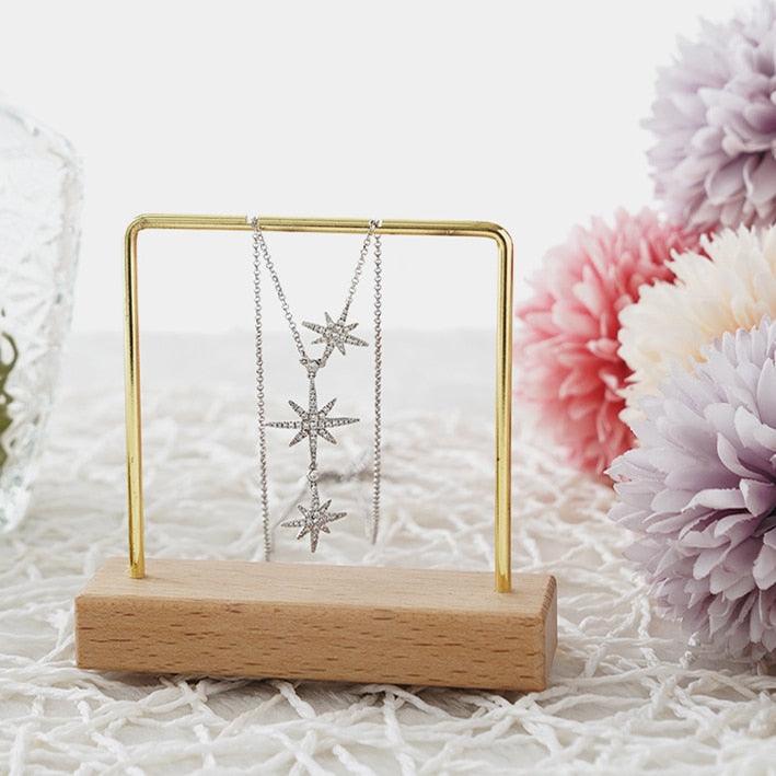 Jewelry Organizer Wooden Rack Bracelet Earring Holder Display Decoration Stand Earring Support Display Decoration Rack Small Jewelry Display Holder T-Shaped Iron Fashion Home Bracelet Pendant Jewelry Storage Shelf Stand for Woman Girls Stevvex