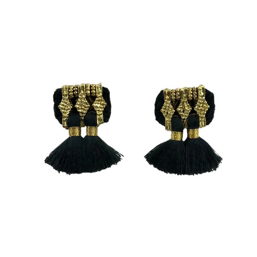 Jhumka Tassel Earrings Boho Handmade Cotton Tassels Zinc Alloy 4 Colors BandsCo Straps