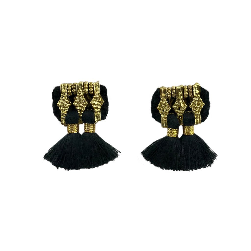 Jhumka Tassel Earrings Boho Handmade Cotton Tassels Zinc Alloy 4 Colors BandsCo Straps