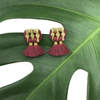 Jhumka Tassel Earrings Boho Handmade Cotton Tassels Zinc Alloy 4 Colors BandsCo Straps