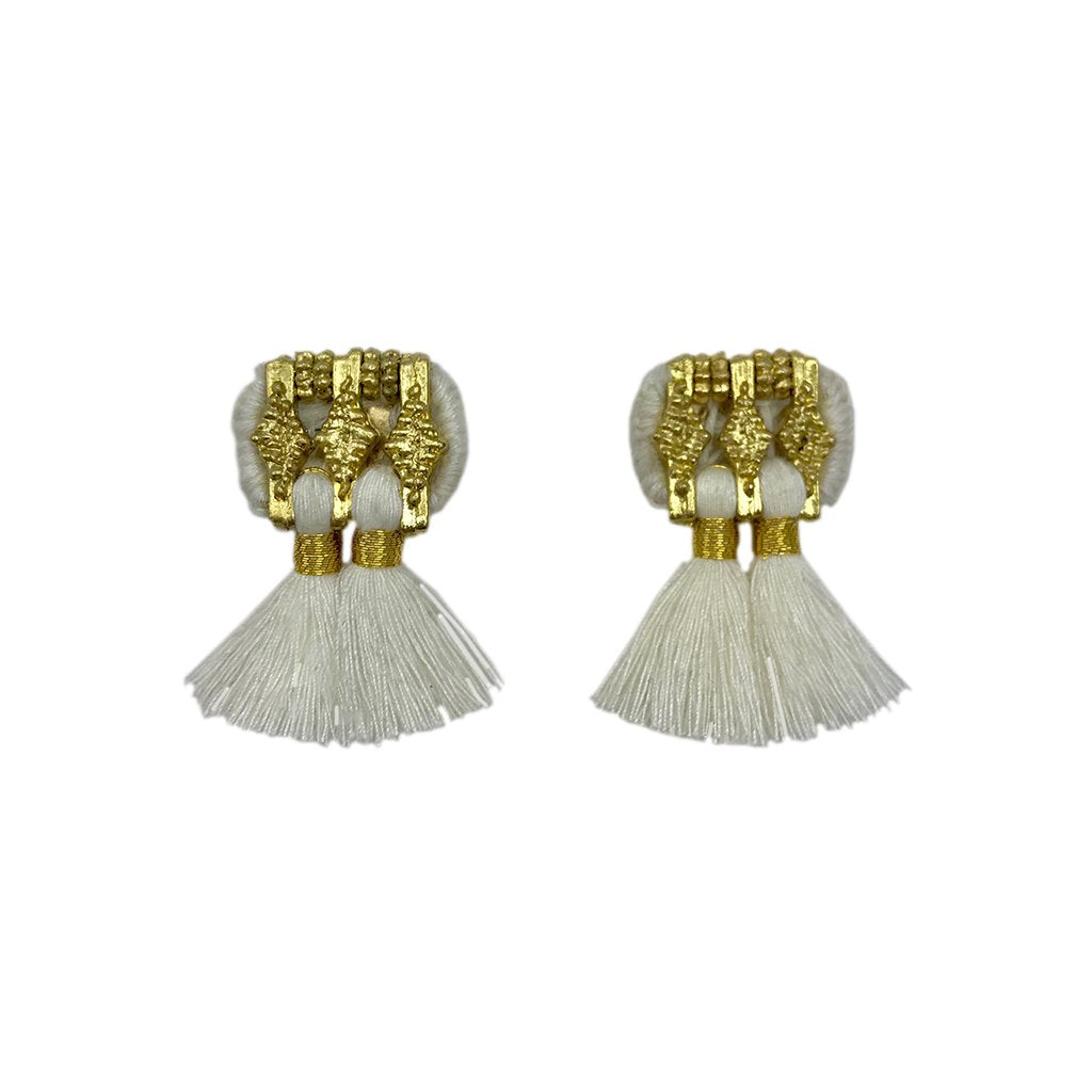 Jhumka Tassel Earrings Boho Handmade Cotton Tassels Zinc Alloy 4 Colors BandsCo Straps