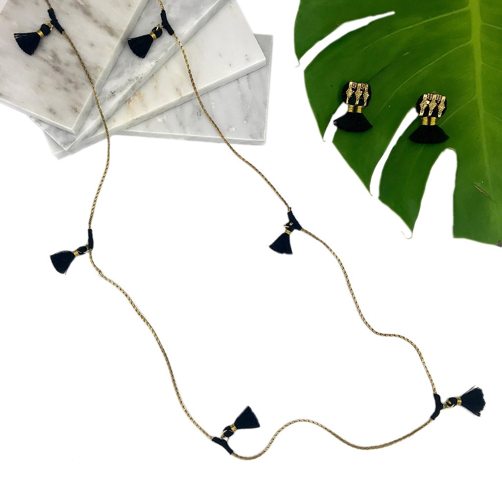 Jhumka Tassel Earrings Boho Handmade Cotton Tassels Zinc Alloy 4 Colors BandsCo Straps