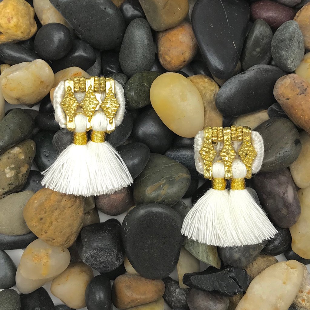 Jhumka Tassel Earrings Boho Handmade Cotton Tassels Zinc Alloy 4 Colors BandsCo Straps