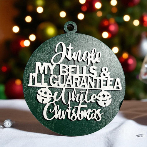 Handcrafted Wooden Christmas Ornaments Set Jingle Bells 12 Colors 3D BandsCo Straps