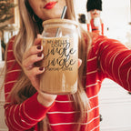 17oz Glass Tumbler With Bamboo Lid And Stainless Straws - Coffee Lover Gift BandsCo Straps