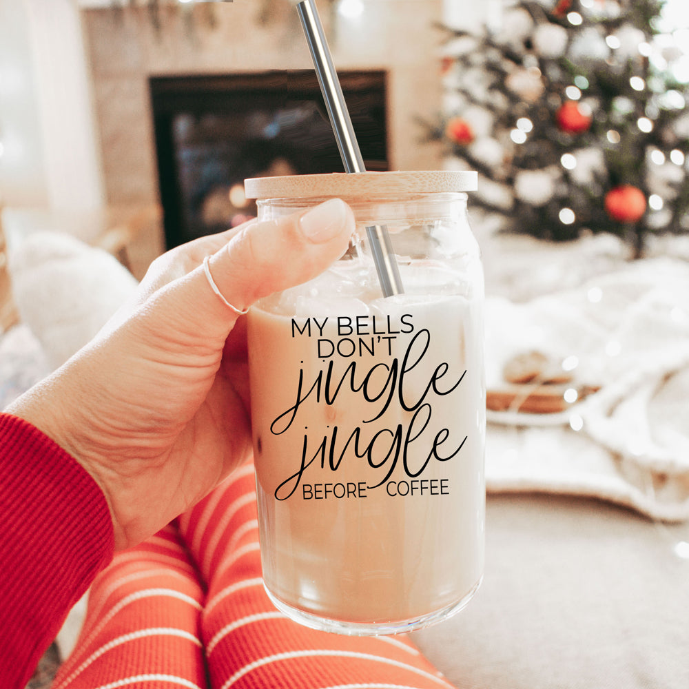 17oz Glass Tumbler With Bamboo Lid And Stainless Straws - Coffee Lover Gift BandsCo Straps