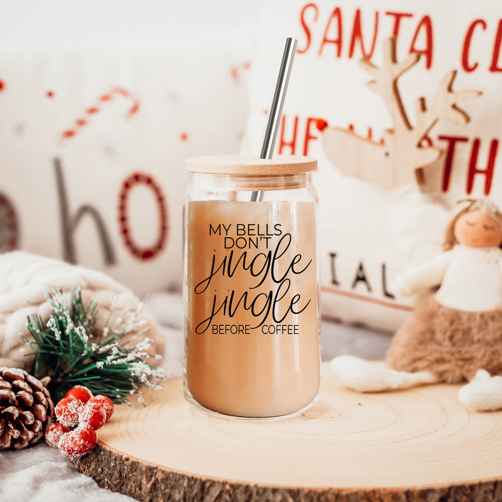 17oz Glass Tumbler With Bamboo Lid And Stainless Straws - Coffee Lover Gift BandsCo Straps