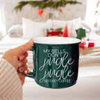 Jingle Jingle Ceramic Campfire Mug 14.5oz Red Or Green, Double Sided White Lettering, Microwave Safe