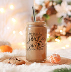 17oz Glass Tumbler With Bamboo Lid And Stainless Straws - Coffee Lover Gift BandsCo Straps
