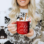 Jingle Jingle Ceramic Campfire Mug 14.5oz Red Or Green, Double Sided White Lettering, Microwave Safe