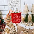Jingle Jingle Ceramic Campfire Mug 14.5oz Red Or Green, Double Sided White Lettering, Microwave Safe