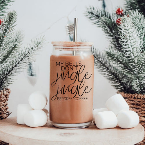 17oz Glass Tumbler With Bamboo Lid And Stainless Straws - Coffee Lover Gift BandsCo Straps