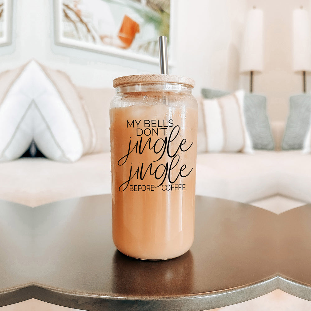 17oz Glass Tumbler With Bamboo Lid And Stainless Straws - Coffee Lover Gift BandsCo Straps