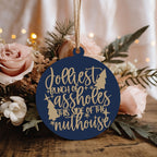Imperfect Jolliest Handcrafted Wooden 3D Christmas Ornament Set Limited Edition Tree Decor BandsCo Straps