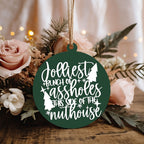 Imperfect Jolliest Handcrafted Wooden 3D Christmas Ornament Set Limited Edition Tree Decor BandsCo Straps