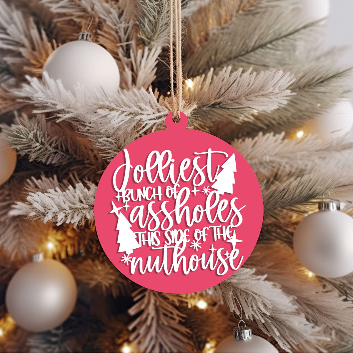 Imperfect Jolliest Handcrafted Wooden 3D Christmas Ornament Set Limited Edition Tree Decor BandsCo Straps