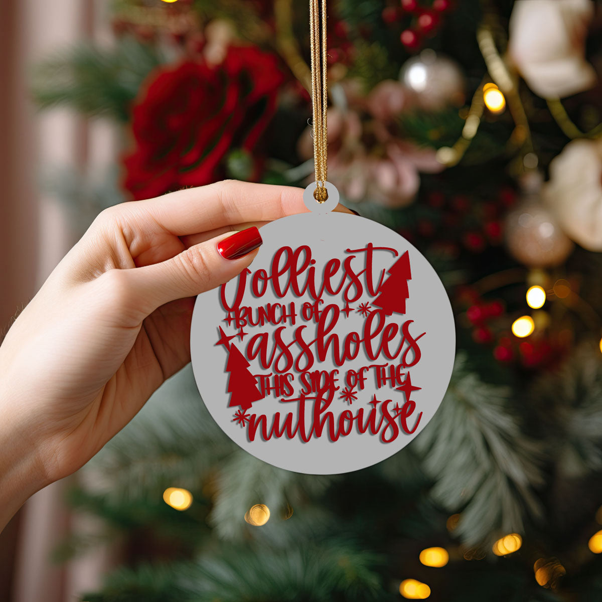 Imperfect Jolliest Handcrafted Wooden 3D Christmas Ornament Set Limited Edition Tree Decor BandsCo Straps