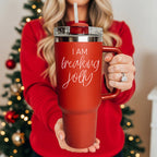 40oz Insulated Tumbler With Handle Lid Straw - Red Green Holiday Parent Mug BandsCo Straps