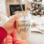 Freaking Jolly 17oz Tumbler With Bamboo Lid, 2 Stainless Straws And Cleaner BandsCo Straps