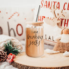 Freaking Jolly 17oz Tumbler With Bamboo Lid, 2 Stainless Straws And Cleaner BandsCo Straps