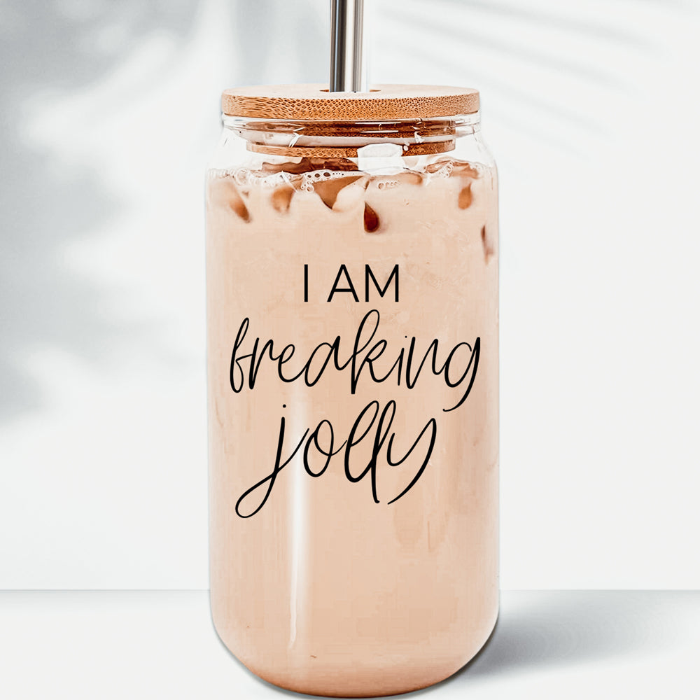 Freaking Jolly 17oz Tumbler With Bamboo Lid, 2 Stainless Straws And Cleaner BandsCo Straps