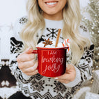 Freaking Jolly Ceramic Campfire Mug 14.5oz Red Or Green Double-Sided White Lettering Microwave Safe