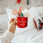 Freaking Jolly Ceramic Campfire Mug 14.5oz Red Or Green Double-Sided White Lettering Microwave Safe