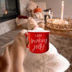 Freaking Jolly Ceramic Campfire Mug 14.5oz Red Or Green Double-Sided White Lettering Microwave Safe
