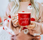 Freaking Jolly Ceramic Campfire Mug 14.5oz Red Or Green Double-Sided White Lettering Microwave Safe