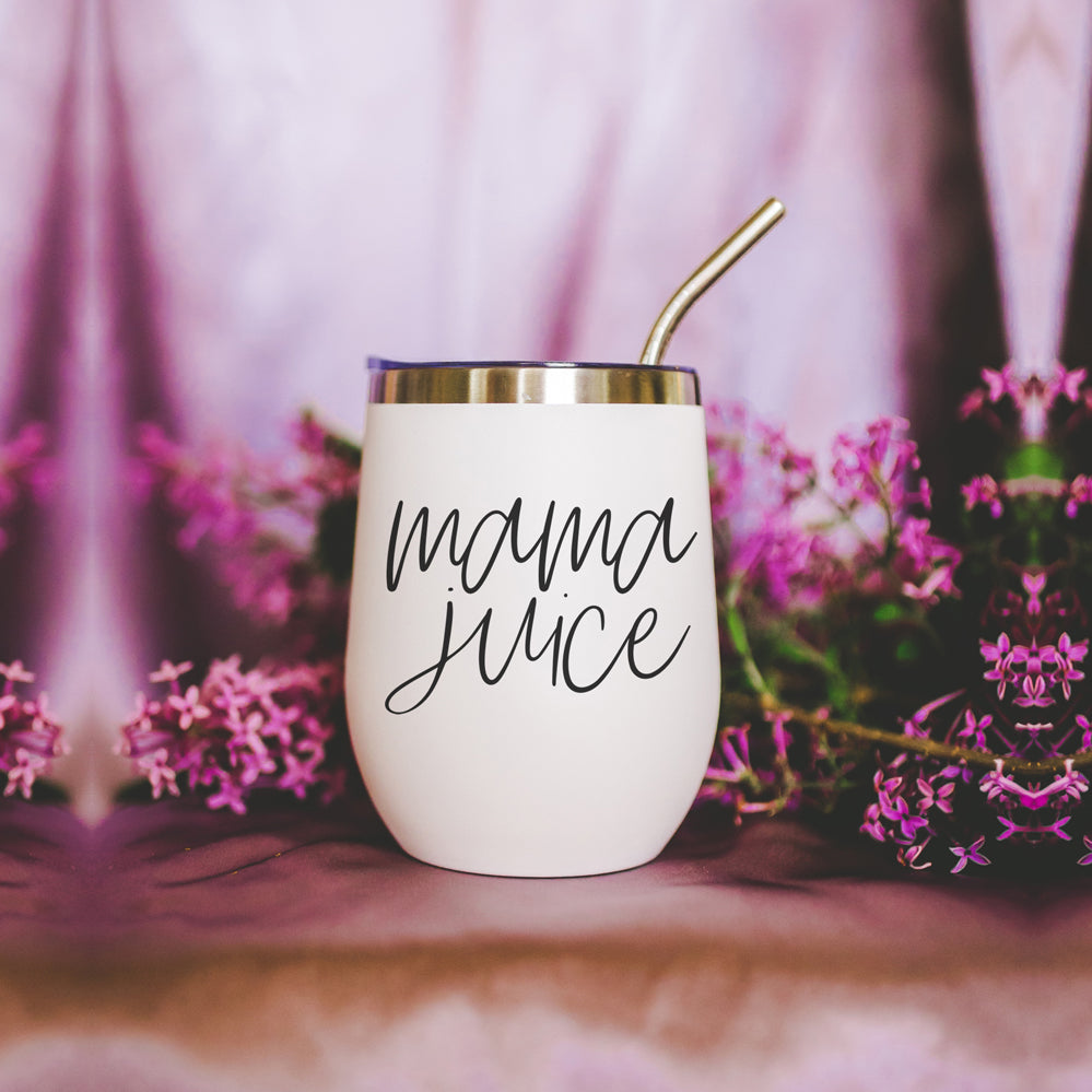 Mama Juice 12oz Stainless Steel Travel Mug With Lid BPA Free Insulated Coffee Tea Cup